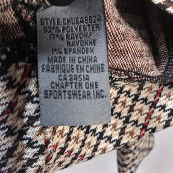 One By Chapter One Retro Brown Plaid Houndstooth Balloon Sleeve Top Size XL - Picture 6 of 6